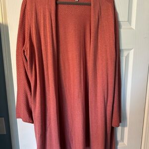 Nic & Zoe Women's Coral Open Front Sweater